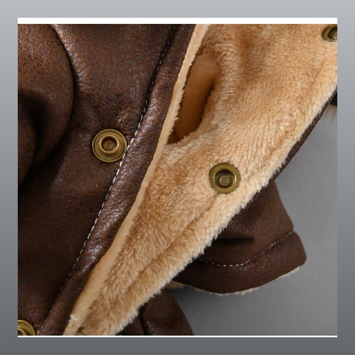 Vintage Faux Leather Shearling Dog Jacket
