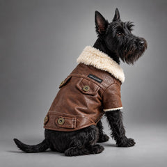 Vintage Faux Leather Shearling Dog Jacket