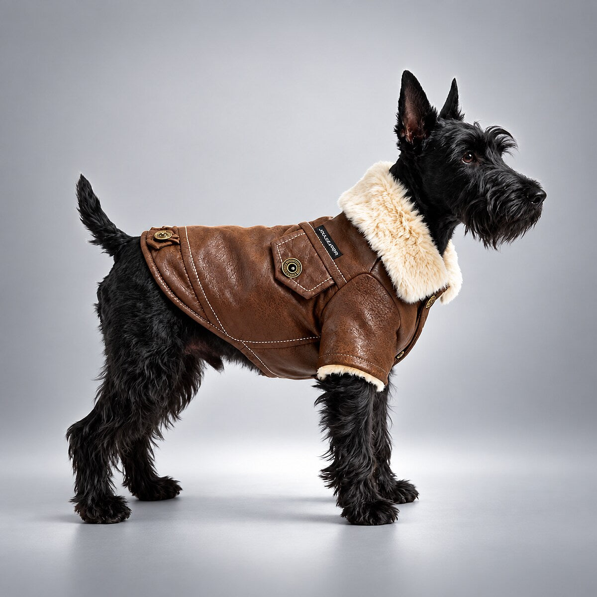 Vintage Faux Leather Shearling Dog Jacket