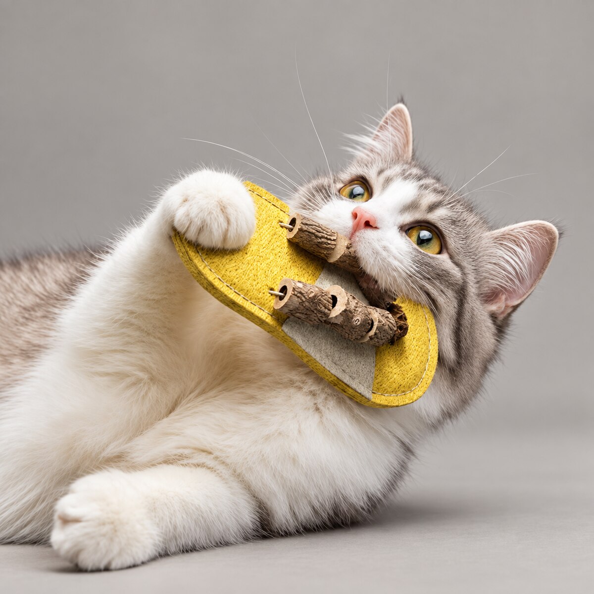 Natural Silvervine & Loofah Cat Chew Slipper Toy