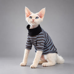 Charcoal Stripe Cotton Cat T-Shirt