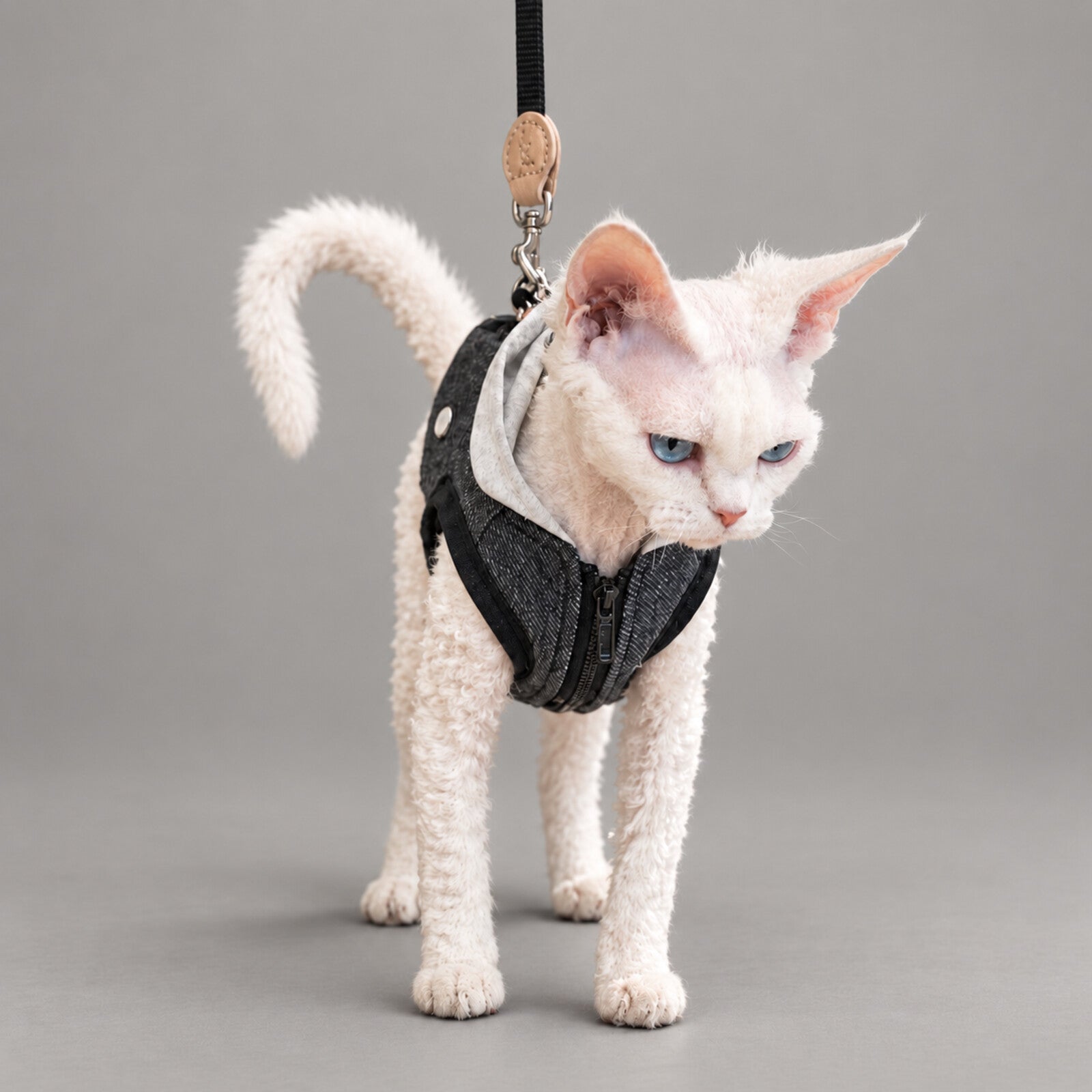 The Oslo Handmade Denim Cat Harness & Leash Set