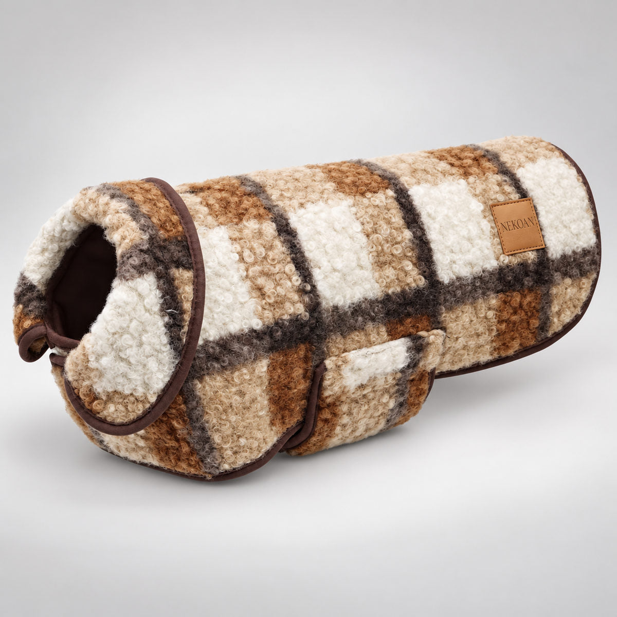 NEKOAN Heritage Maillard Plaid Dog Coat in Brown