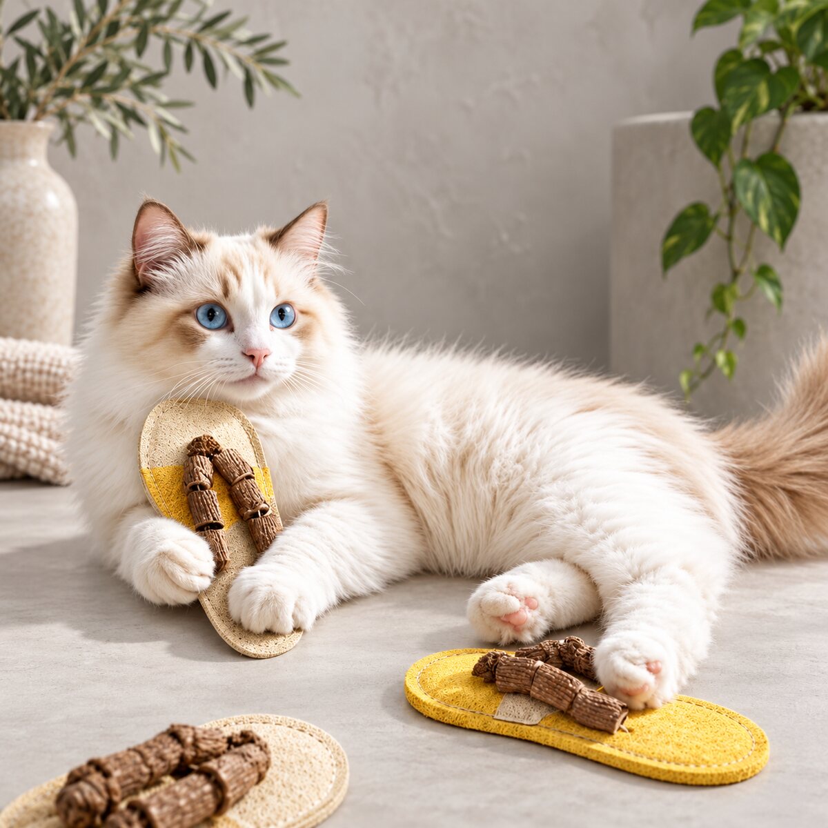 Natural Silvervine & Loofah Cat Chew Slipper Toy