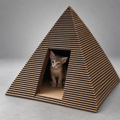 Handmade Corrugated Cardboard Pyramid Cat House