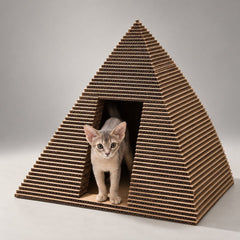 Handmade Corrugated Cardboard Pyramid Cat House