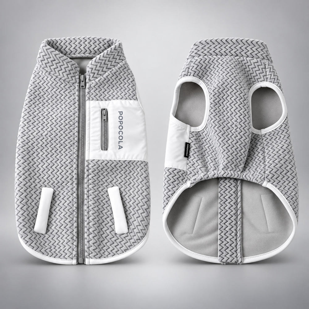 Soft Grey workwear dog vest shown from the outside and underside.
