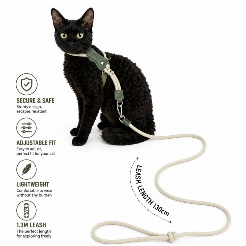 Ausbruchsicheres Katzengeschirr und Leine Set, Verstellbares weiches Katzenweste-Geschirr zum Spazierengehen, Atmungsaktives leichtes Kätzchengeschirr mit Leine