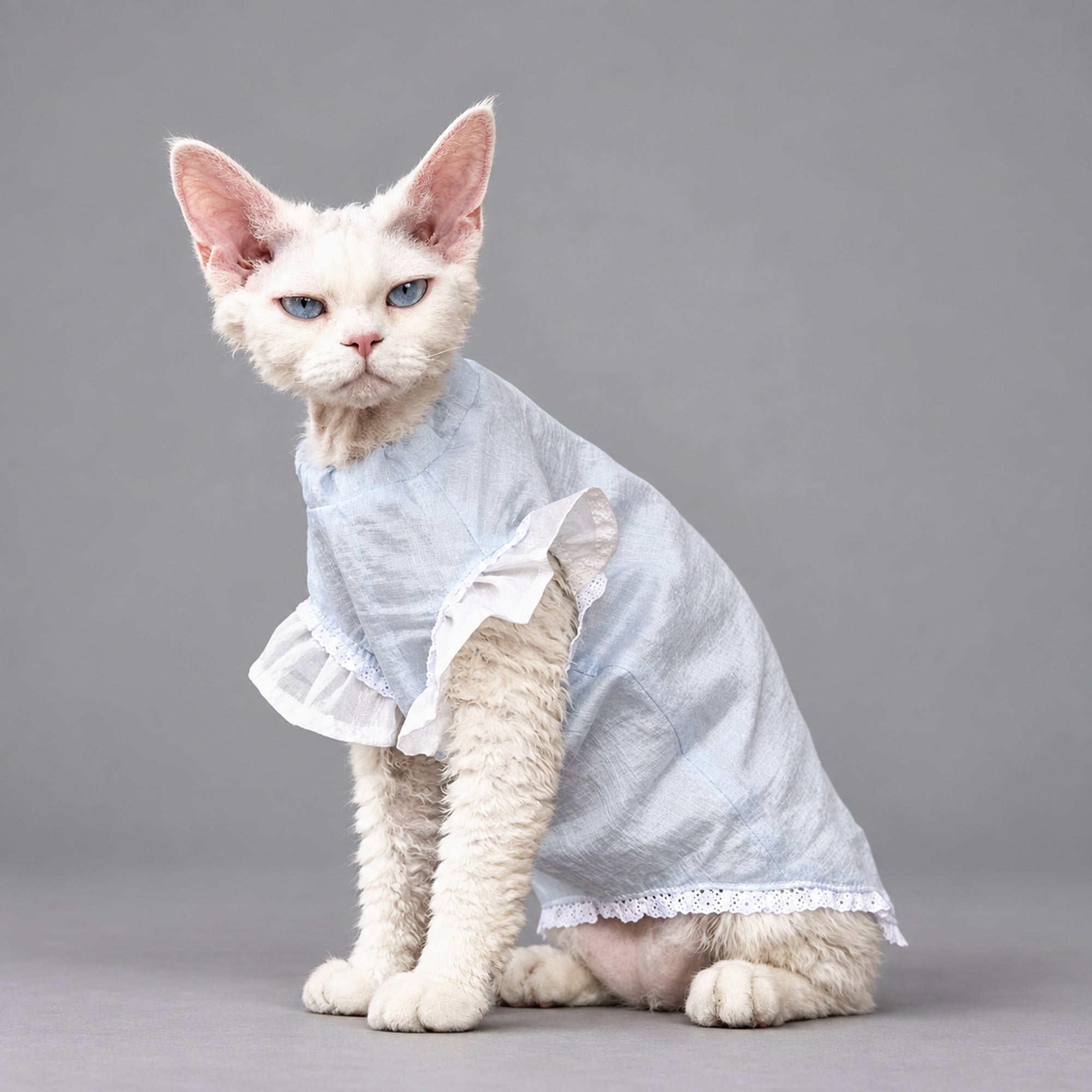 Light Blue Cotton Cat Dress