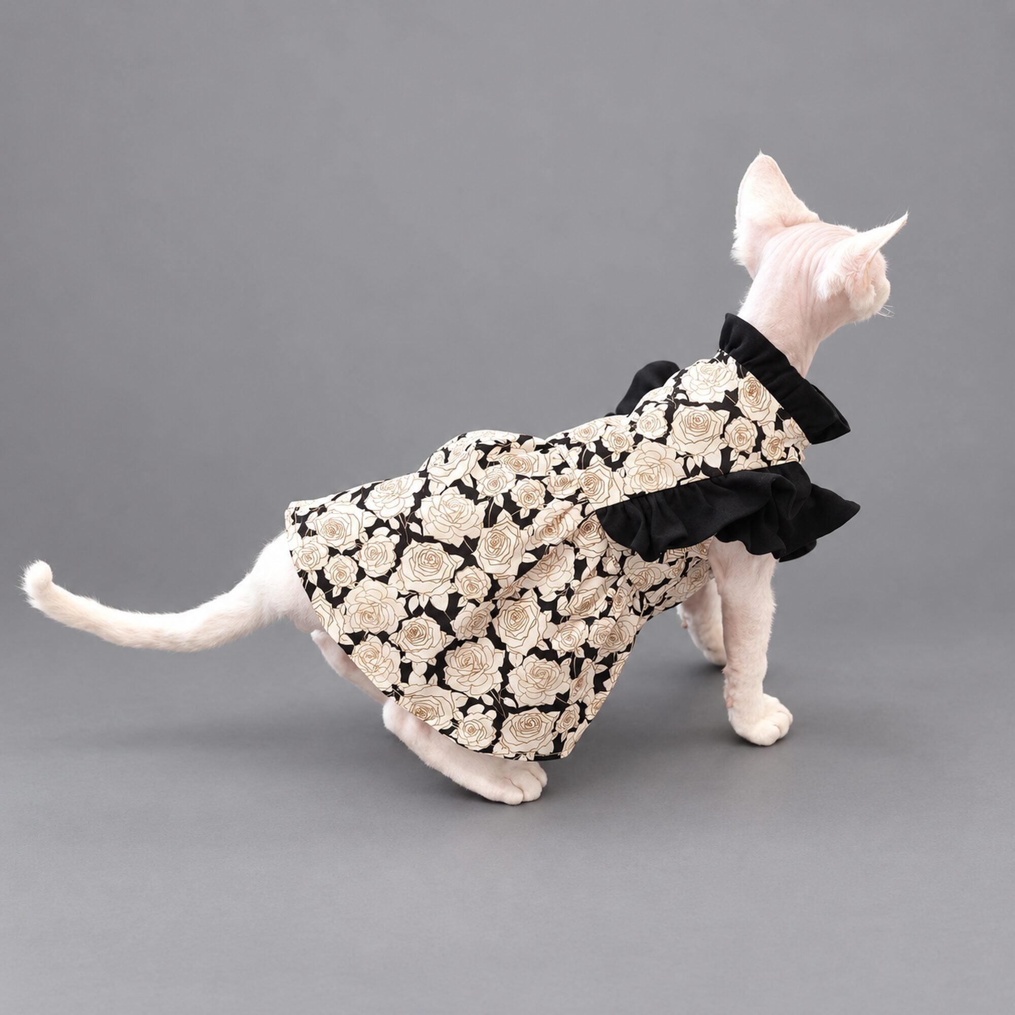 Black Rose Floral Cat Dress