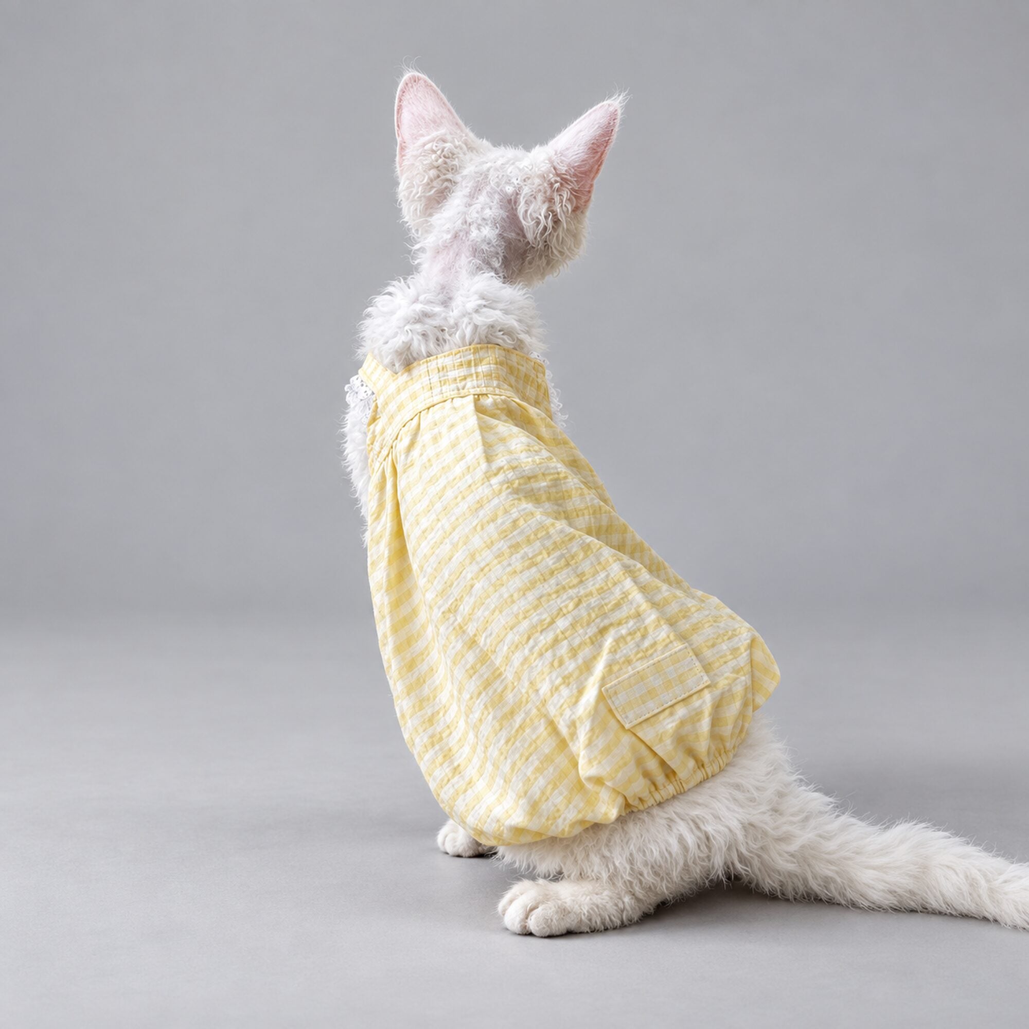 Handmade Yellow Gingham Cat Dress
