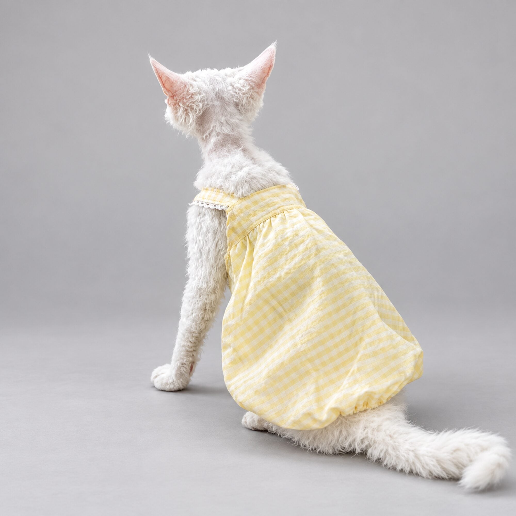 Handmade Yellow Gingham Cat Dress
