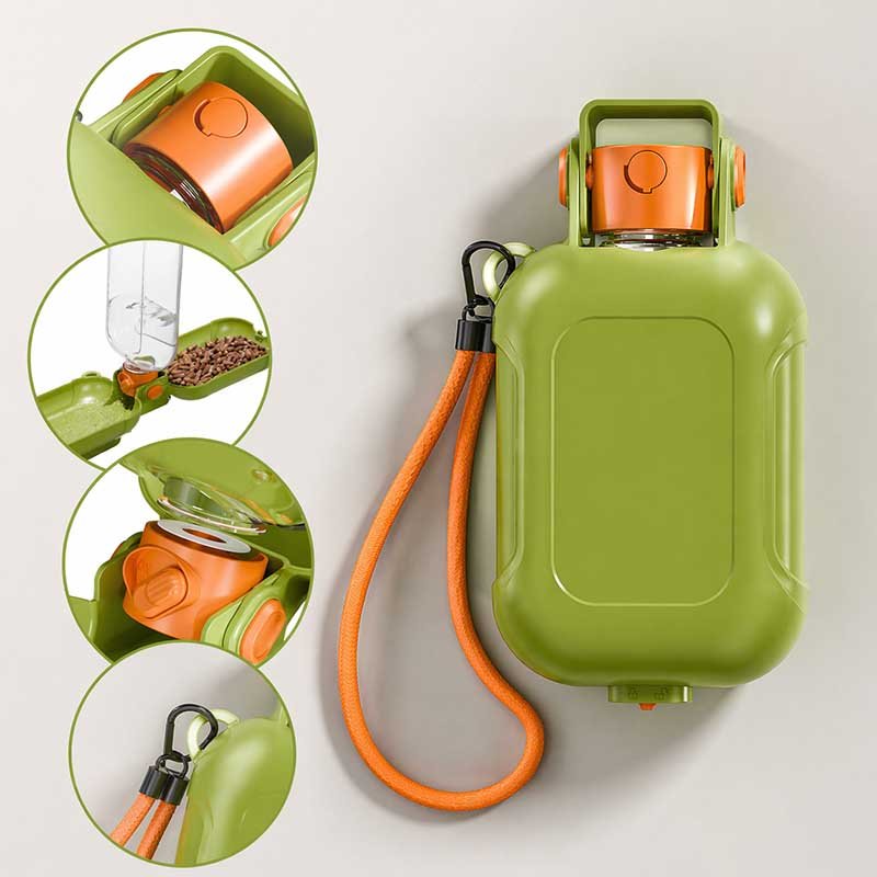 Pet Travel Water Bottle – 2-in-1 Portable Food & Water Dispenser