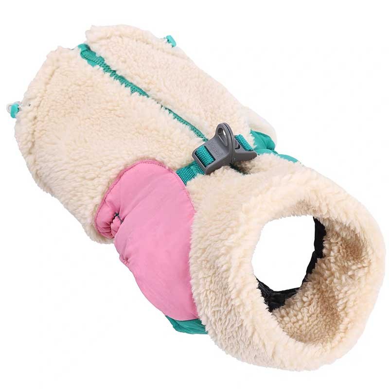 Dog Winter Jacket – Warm Sherpa Colorblock Zip Coat