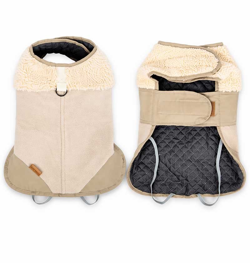 Sherpa Dog Coat – Luxury Suede-Effect Winter Vest for Medium & Large Dogs