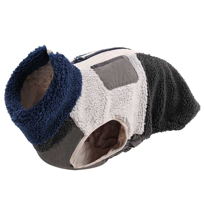 Sherpa Dog Jacket – Retro Colorblock Winter Coat for Medium & Large Dogs