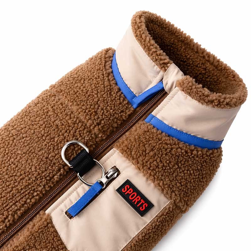 Dog Fleece Zip Vest – Warm Winter Jacket with Built-In Leash Ring