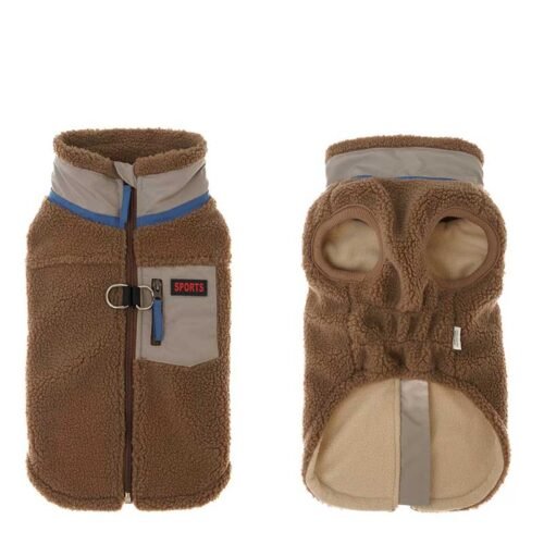 Dog Fleece Zip Vest – Warm Winter Jacket with Built-In Leash Ring