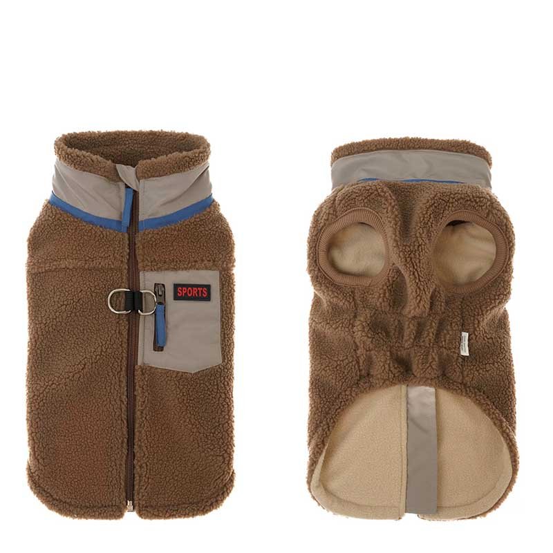Dog Fleece Zip Vest – Warm Winter Jacket with Built-In Leash Ring