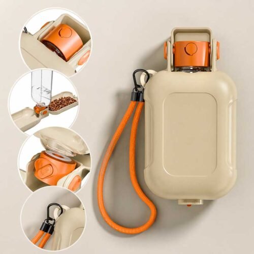 Pet Travel Water Bottle – 2-in-1 Portable Food & Water Dispenser