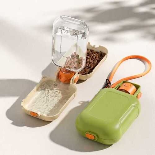 Pet Travel Water Bottle – 2-in-1 Portable Food & Water Dispenser
