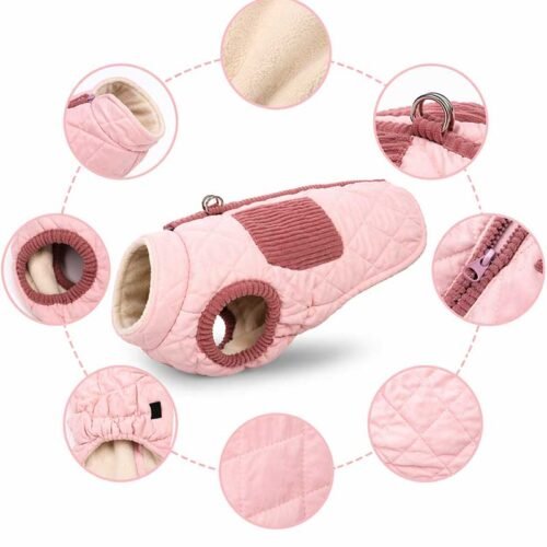 Padded Dog Vest – Warm Quilted Winter Coat with Built-In Leash Ring
