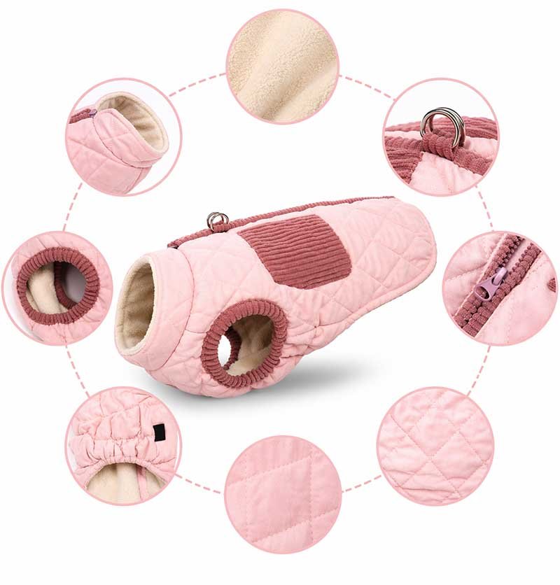 Padded Dog Vest – Warm Quilted Winter Coat with Built-In Leash Ring
