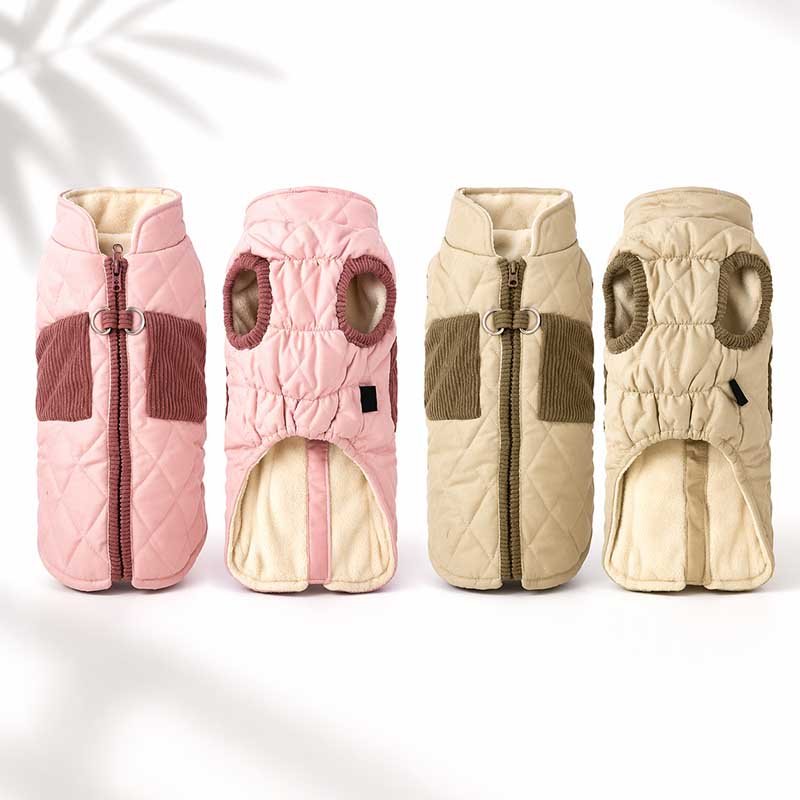 Padded Dog Vest – Warm Quilted Winter Coat with Built-In Leash Ring