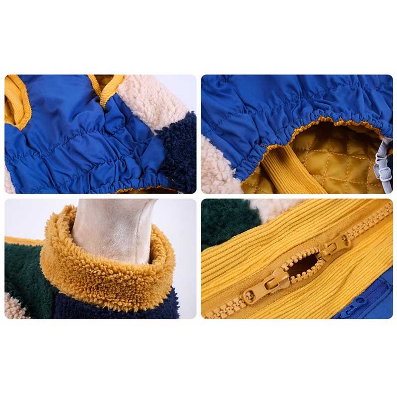 Sherpa Dog Jacket – Retro Colorblock Winter Coat for Medium & Large Dogs