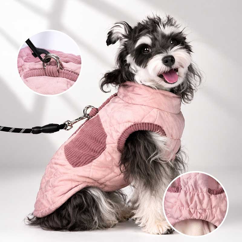 Padded Dog Vest – Warm Quilted Winter Coat with Built-In Leash Ring