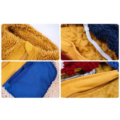 Sherpa Dog Jacket – Retro Colorblock Winter Coat for Medium & Large Dogs