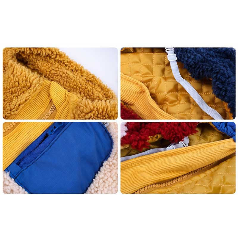 Sherpa Dog Jacket – Retro Colorblock Winter Coat for Medium & Large Dogs