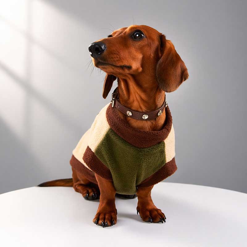 Yorkshire-Fleece-Jumpsuit-Olive Small Dog Fleece Vest – Warm Pullover for Dachshund & Small Breeds