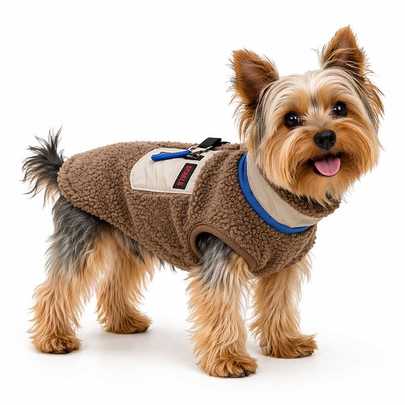 Dog Fleece Zip Vest – Warm Winter Jacket with Built-In Leash Ring