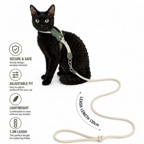 Cat Harness & Leash Set – Lightweight Breathable Vest for Walking