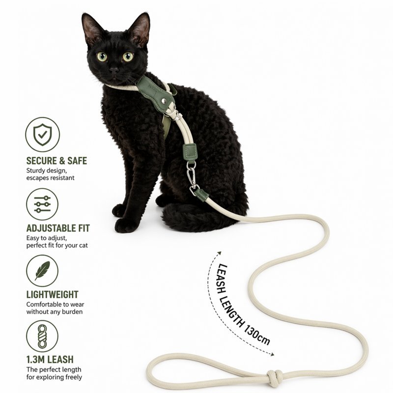 Cat Harness & Leash Set – Lightweight Breathable Vest for Walking