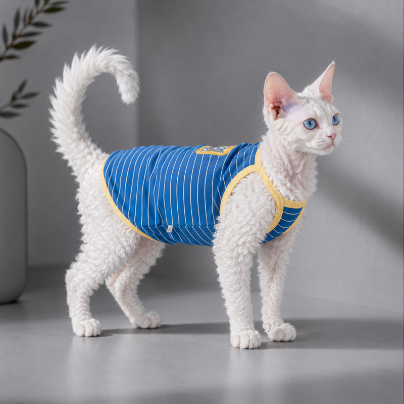 Breathable Sphynx Cat Vest Shirt – Soft Lightweight Clothes for Hairless Cats