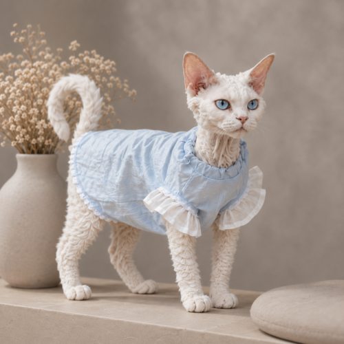 Breathable Sphynx Cat Shirt – Soft Cotton Lightweight Clothes for Hairless Cats