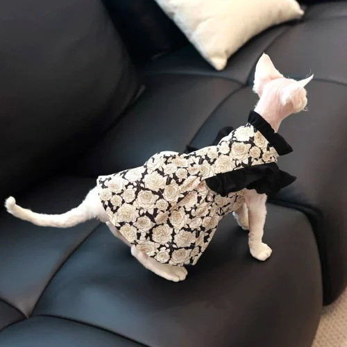 Lightweight Sphynx Cat Dress – Soft Ribbon Clothes for Hairless Cats