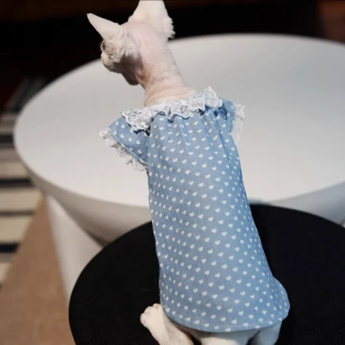Polka Dot Sphynx Cat Dress – Soft Lightweight Clothes for Hairless Cats