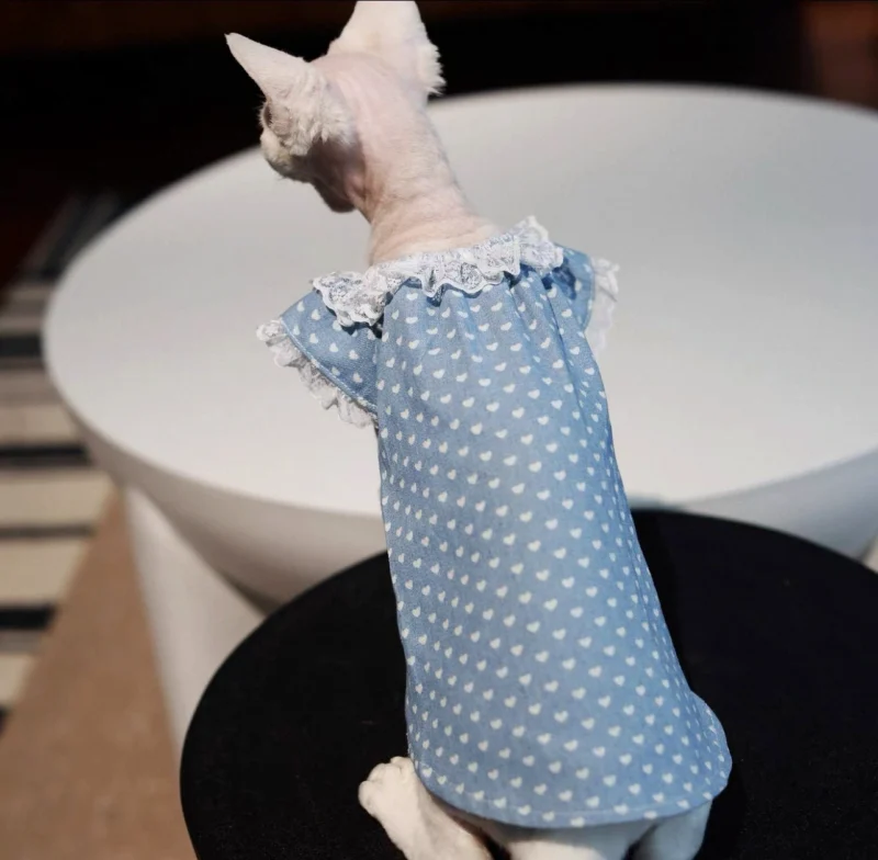 Polka Dot Sphynx Cat Dress – Soft Lightweight Clothes for Hairless Cats