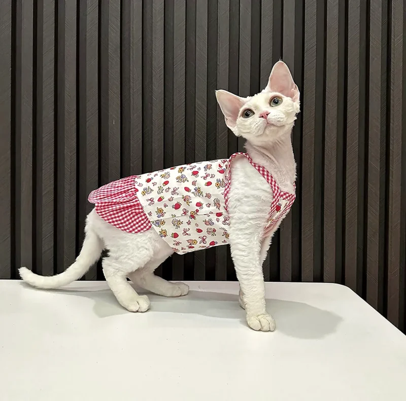 Patchwork Sphynx Cat Dress – Soft Clothes for Hairless Cats