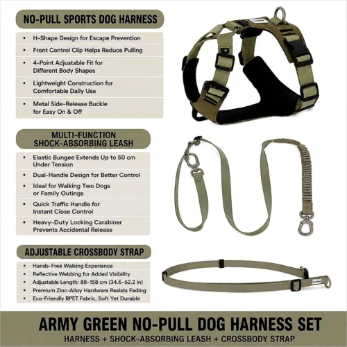 No Pull Dog Harness Set | Escape-Proof Adjustable Dog Harness