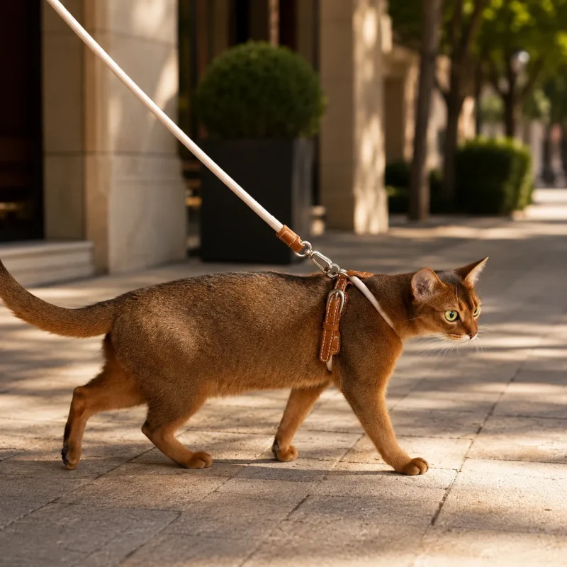 cat-harness-abyssinian-cat-city-walk Escape Proof Cat Harness and Leash Set – Lightweight Adjustable Walking Harness for Cats