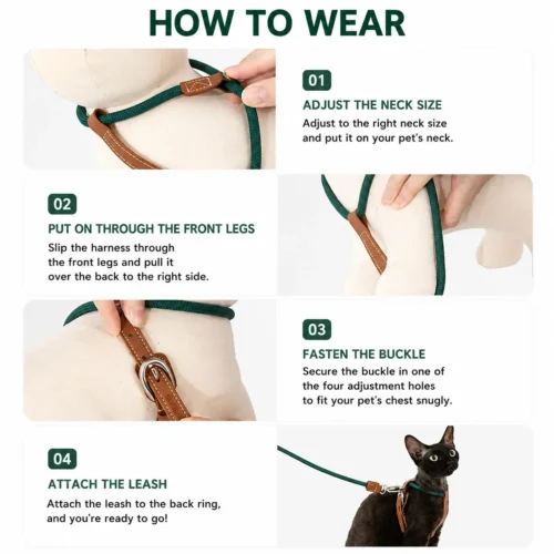 cat-harness-how-to-wear-guide Escape Proof Cat Harness and Leash Set – Lightweight Adjustable Walking Harness for Cats