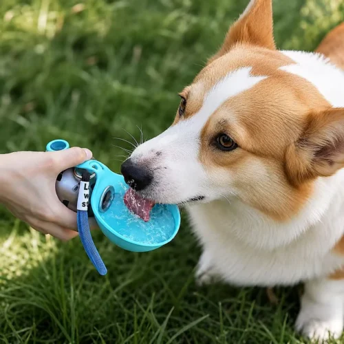 Portable Dog Water Bottle with Foldable Bowl