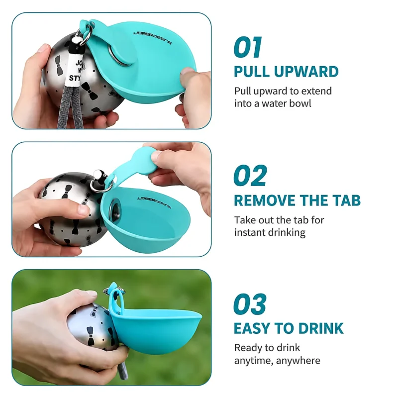 Portable Dog Water Bottle with Foldable Bowl
