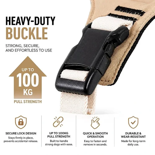 heavy-duty-dog-harness-buckle No Pull Dog Harness Set | Escape-Proof Adjustable Dog Harness
