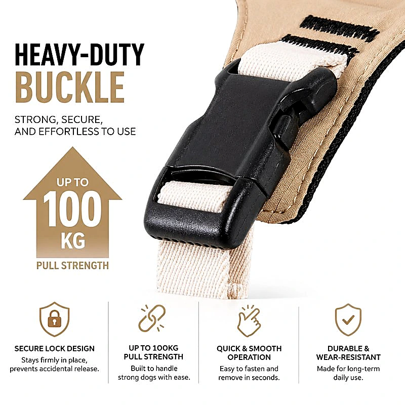 heavy-duty-dog-harness-buckle No Pull Dog Harness Set | Escape-Proof Adjustable Dog Harness
