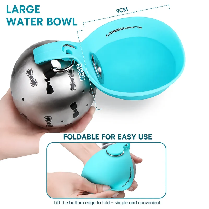 Portable Dog Water Bottle with Foldable Bowl